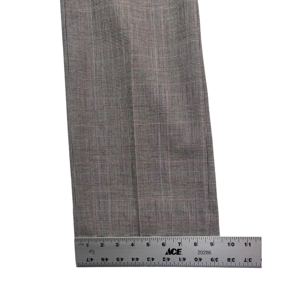vtg Palm Beach 40L 33x32 Black White Red Glen Plaid 2pc Pant Suit Bootcut Wool